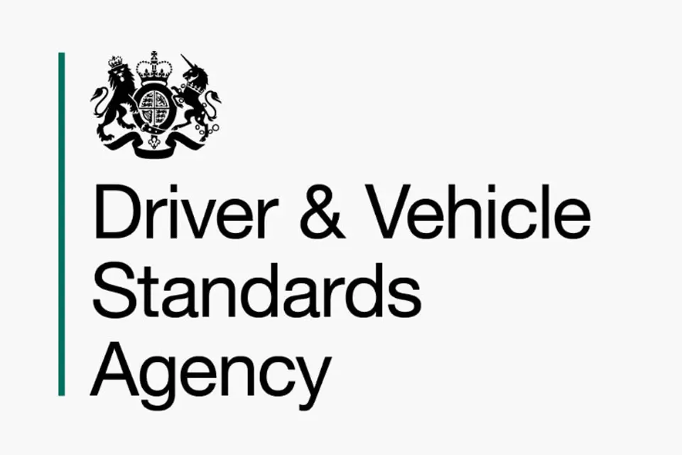 Driver & Vehicle Standards Agency logo with a black lion and unicorn crest above the agencys name.