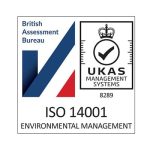 British Assessment Bureau and UKAS ISO 14001 Environmental Management certification logos.