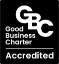 GBC Good Business Charter Accredited logo on a black background.